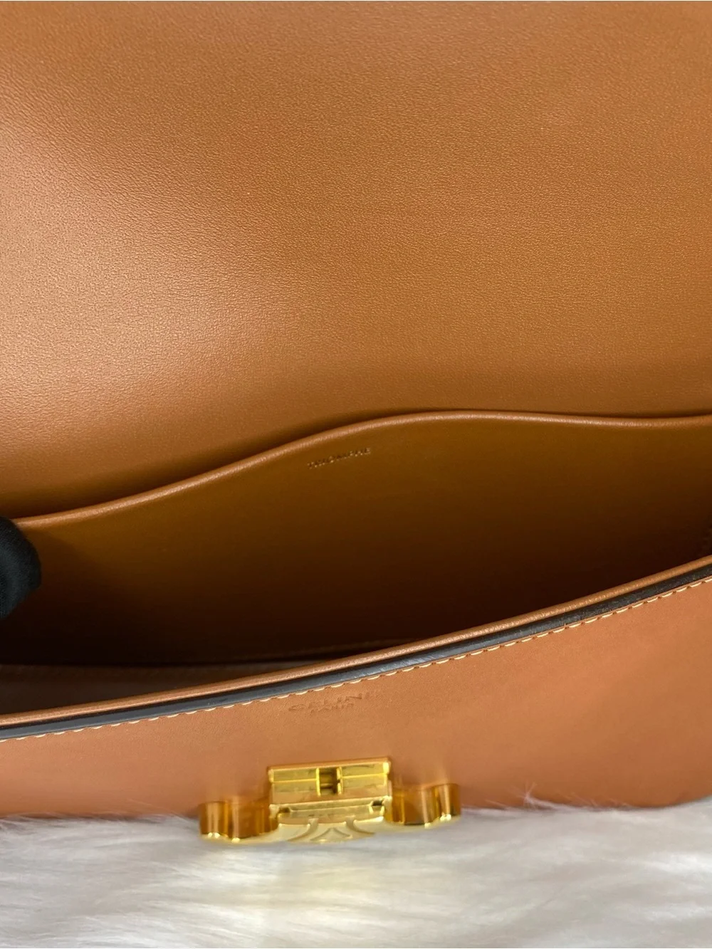 Celine Triomphe Cognac Leather Shoulder Bag with Gold - Picture 8 of 8